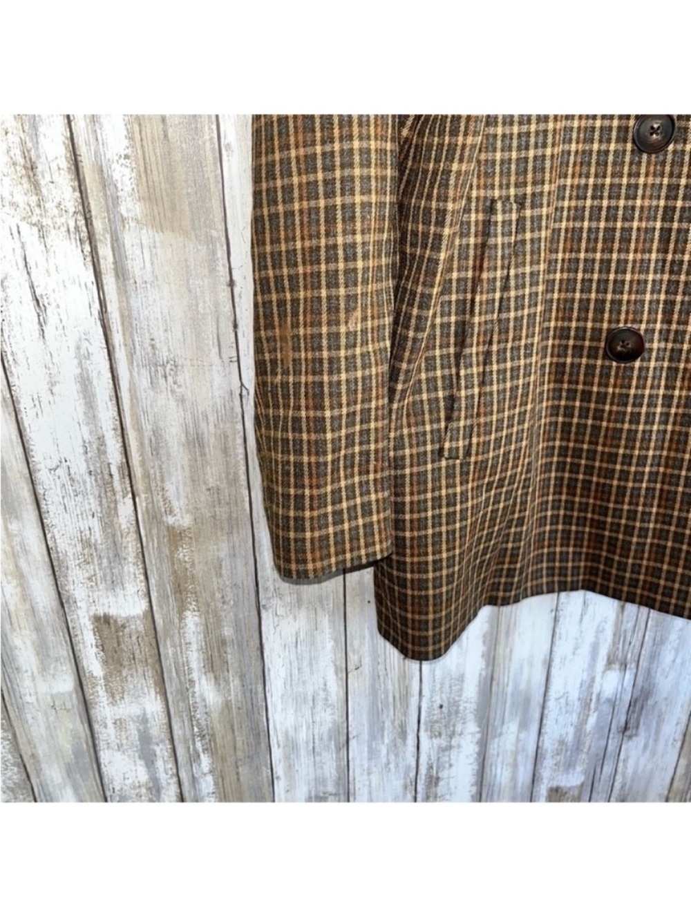 Madewell Caldwell Blazer Mandell Plaid Double Breasted Brown Tan Size L - Picture 6 of 7